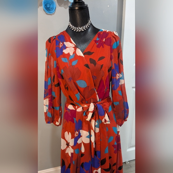 Chaps Floral Faux Wrap Dress - Picture 2 of 6